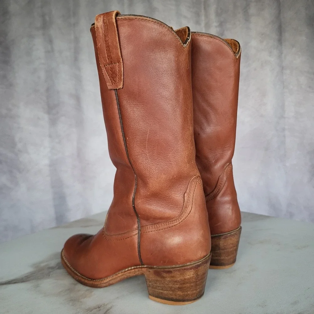 Size 6 M Vintage Wolverine Block Heel Western Boots Women's Tall